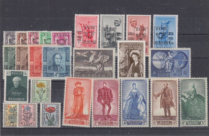 Belgien 1949 - 1949 (ohne Blocks oder Briefmarken aus Blocks) - OBP : 798/822