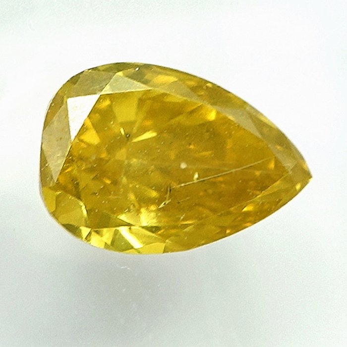 Diament - 1.04 ct - gruszkowy - Fancy Intense Orangy Yellow - SI2 (z nieznacznymi inkluzjami)