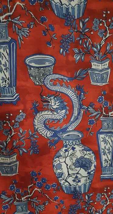 Luksuriøst orientalsk art deco-stoff - 300x280cm - kinesisk - Tekstil - 280 cm - 0.02 cm