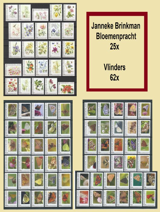 Nederländerna 2008/2009 - Komplett serie av personliga frimärken: Blommor och fjärilar