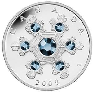 Canadá. 20 Dollars 2009 Blue Crystal Snowflake, 1 Oz (.999)
