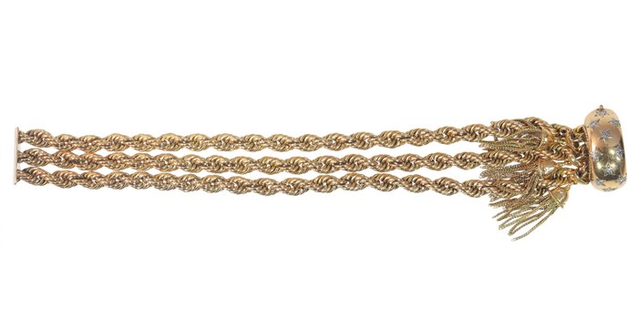 18 karaat Geel goud – Armband – 0.19 ct Diamant – Armband met drie kwastjes, Vintage jaren 50