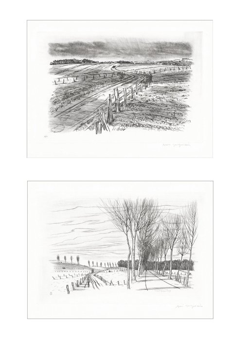 André Jacquemin (1904-1992) - Lot de 2 Gravures originales - Paysages de Lorraine