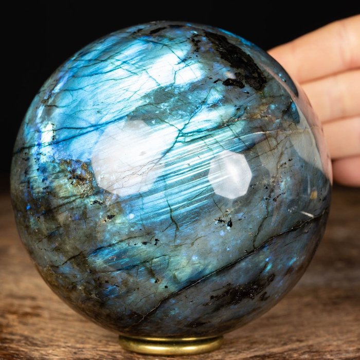 特級藍色閃光拉長石 - 拉長石球 - 超品質 - 高度: 110 mm - 闊度: 110 mm- 2278 g