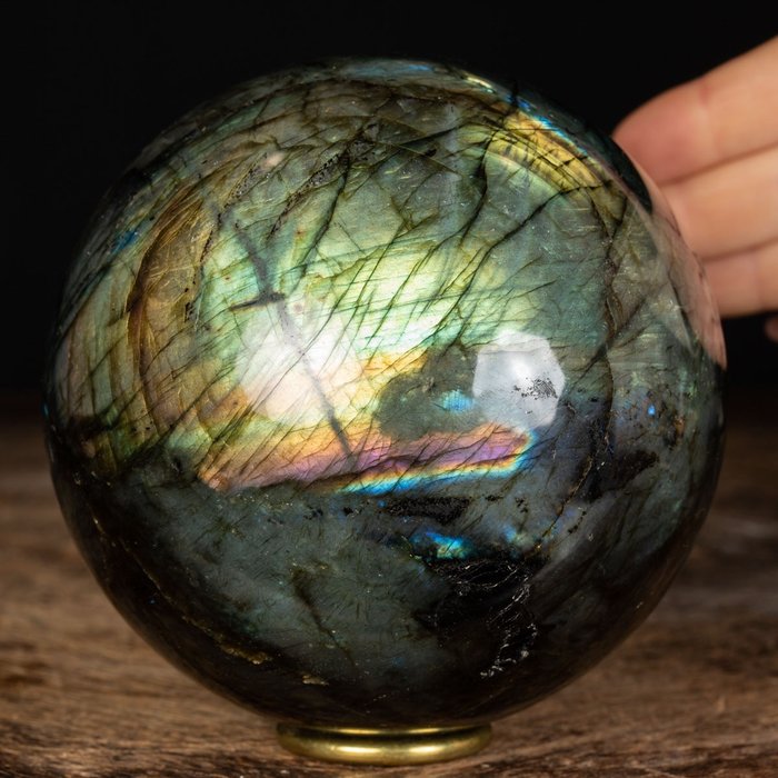 Rainbow Flash Labradorite - Κορυφαία ποιότητα Labradorite Sphere - Ύψος: 120 mm - Πλάτος: 120 mm- 2560 g