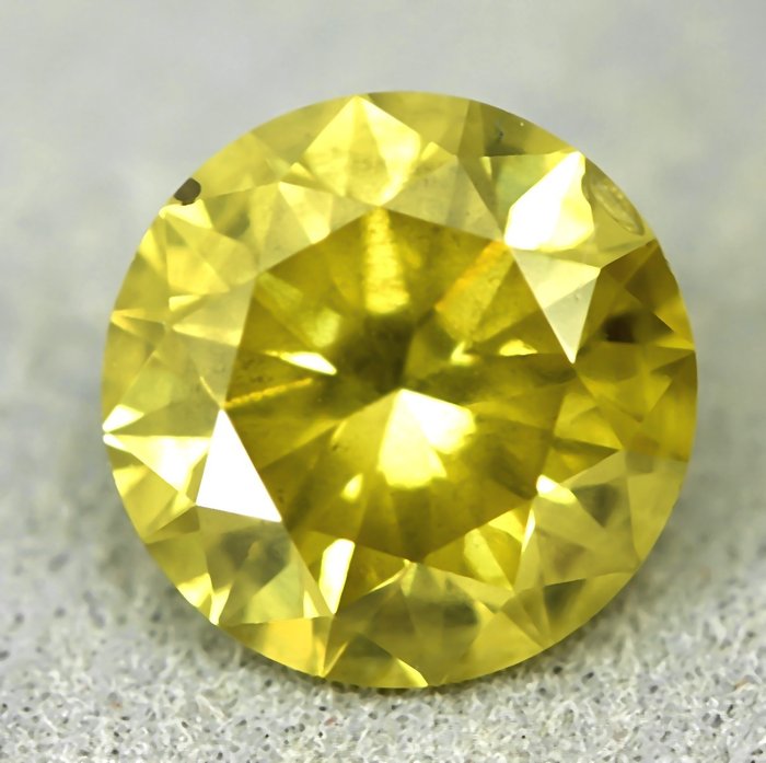 Diamante - 1.31 ct - Brillante - Colore trattato, Fancy Intense Yellow - I1