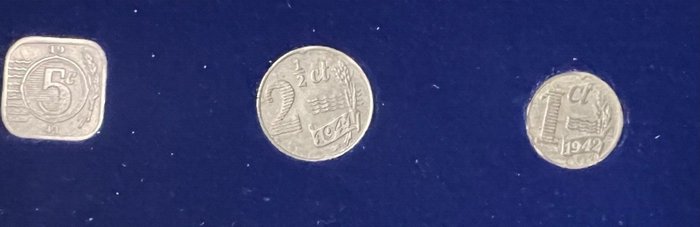 Nederland. coin set Nederlands Oorlogsgeld 1940-1945 Dutch War Money WW II