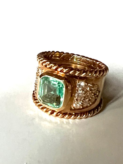 18 克拉 黃金 - 戒指 - 2.00 ct 祖母綠 - Diamonds