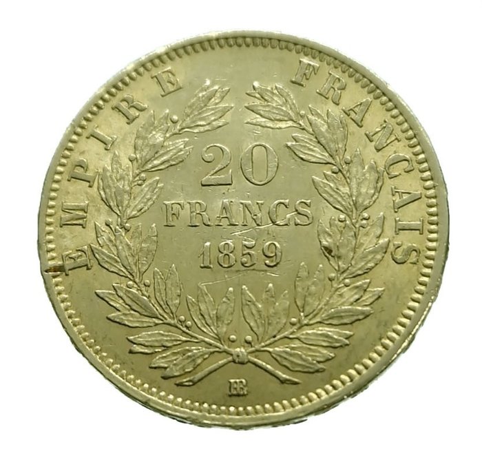 20 Francs Or 1859-BB, Strasbourg Napoleon III