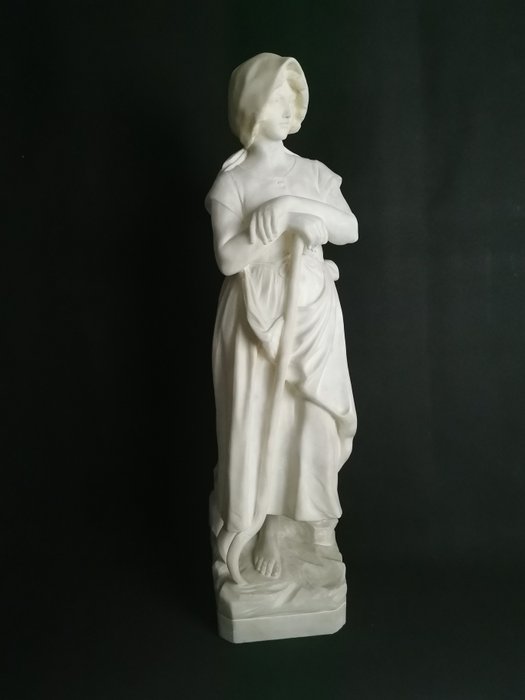 Guglielmo Pugi (1850-1915) - Scultura, grande figura femminile a figura intera - 62 cm (1) - Marmo - Fine XIX secolo