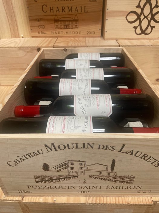 2008 Château Moulin des Laurets - 圣埃美隆普伊塞甘 - 12 Bottles (0.75L)