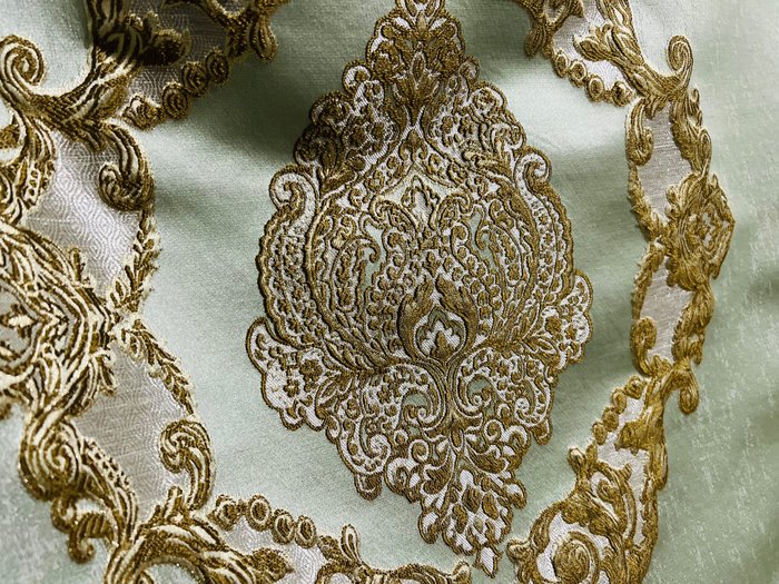 珍貴的 San Leucio 裝飾絲綢面料，帶有刺繡圖案 - 室內裝潢織物 - 450 cm - 140 cm