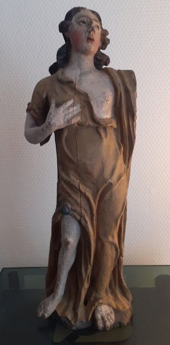 Scultura, Statuetta, Santo/Angelo (1) - Legno, Legno policromo - Prima metà del 18° secolo
