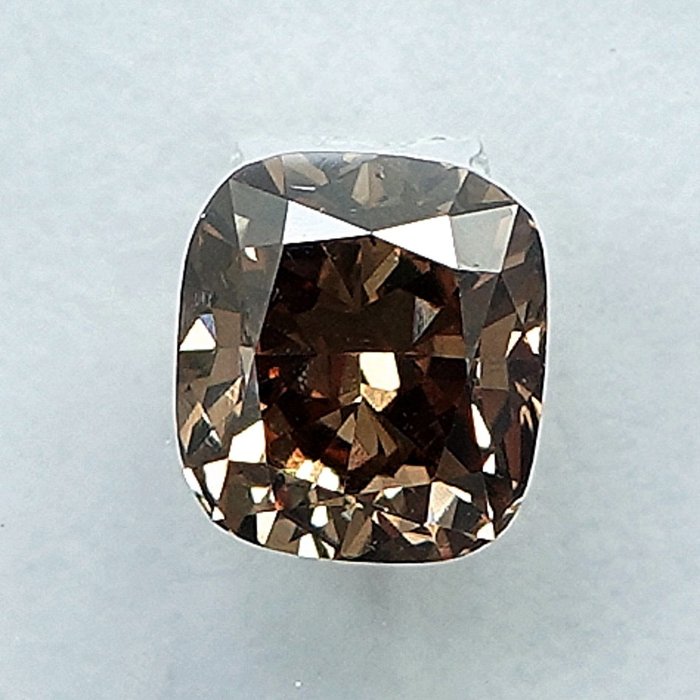 Diamant - 0.50 ct - Cushion - Natural Fancy Light Brownish Yellow - SI1