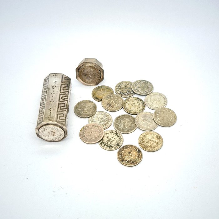 Muntendoos, voor Koning Willem 3 stuivers – .833 zilver – Nederland – Midden 19e eeuw