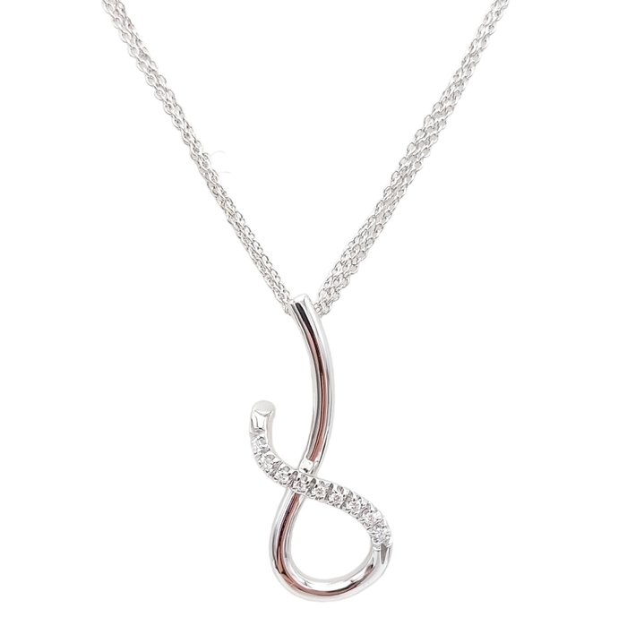 Recarlo - 18 kt Vittguld - Halsband med hänge - 0.06 ct Diamant