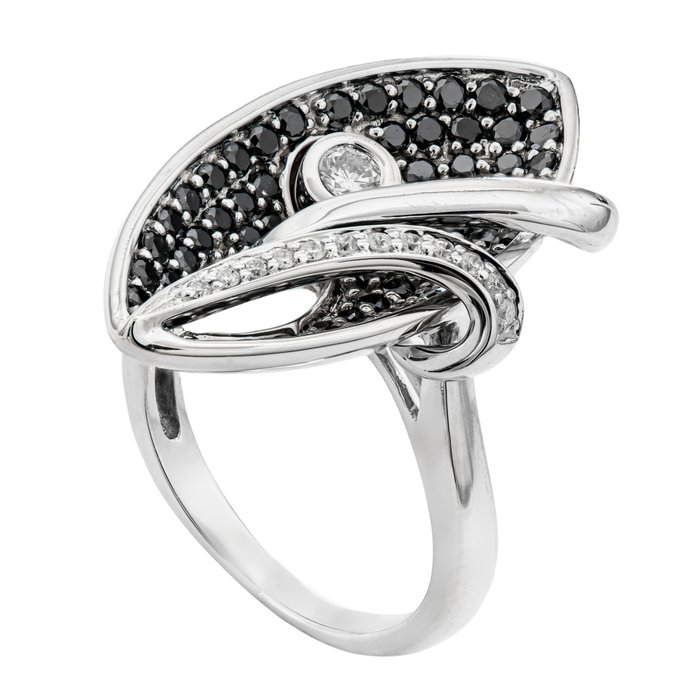 0.90 tcw Diamond Ring - 18 carati Oro bianco - Anello - Naturale (non trattato) 0.13 ct Diamante - Diamanti, Nessun prezzo di riserva