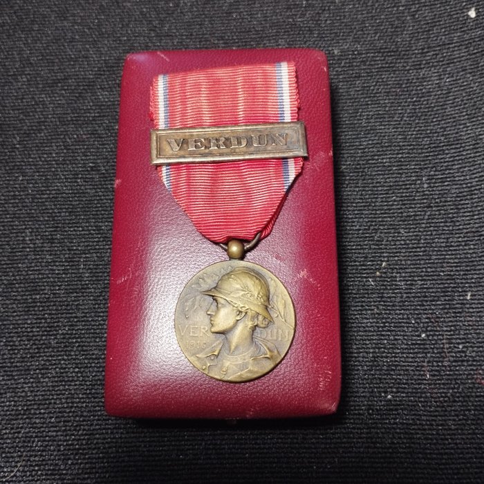Francia - Esercito/fanteria - Medaglia, Bella medaglia militare della battaglia di Verdun 1916 guerra 1914 1918 (TIR3)