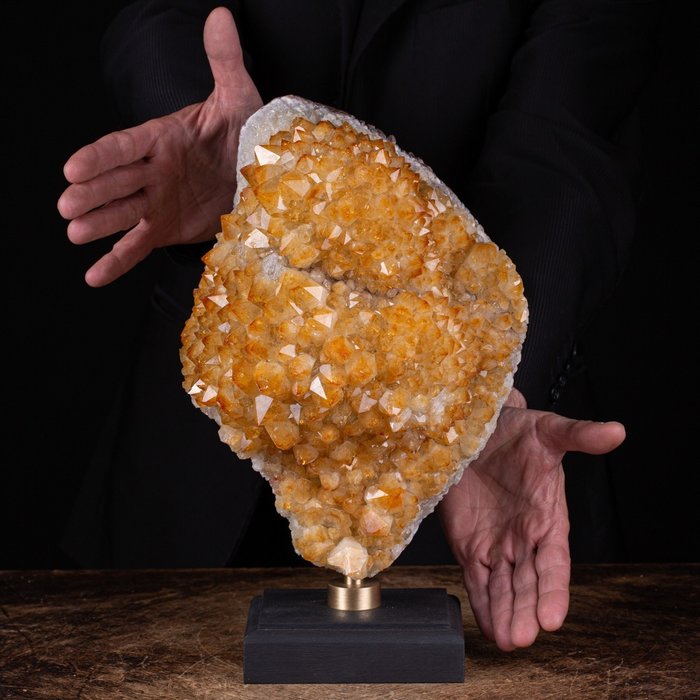 Exklusiver Citrin-Quarz-Drusa Wunderschöne Kristalle auf Matrix - 370×225×190 mm - 12.5 kg