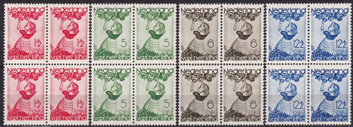 Paesi Bassi 1935 - Children's aid stamps in a block of 4 - NVPH 279/282