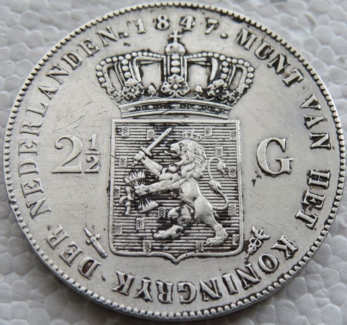 荷兰. Willem II (1840-1849). 2 1/2 Gulden 1847