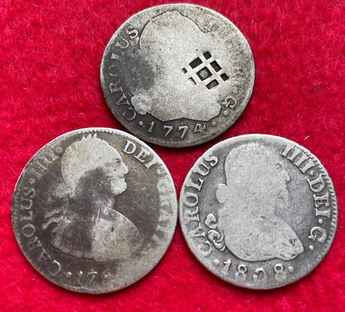 Kingdom of Spain. 2 Reales 1774-179?-1808 - Lote de 3 monedas