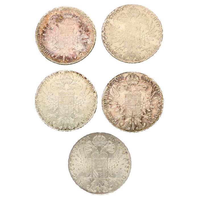 Austria. Maria Theresia (1740-1780). 1 Thaler (taler) 1780 Restrike (5 pieces silver).