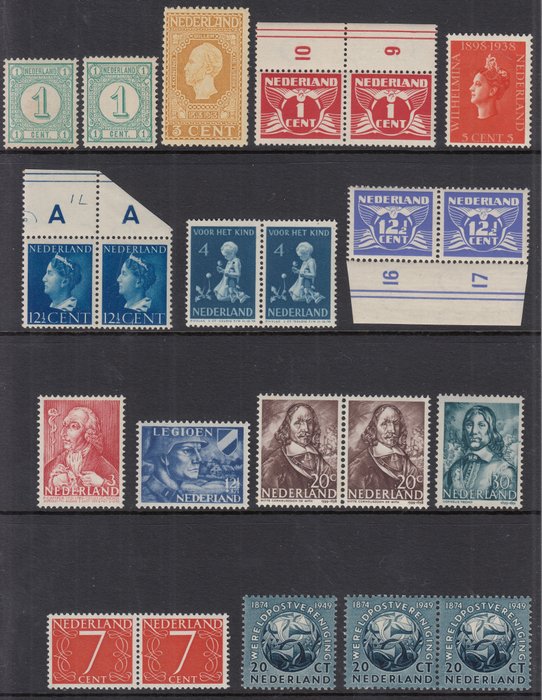 Paesi Bassi 1950/1987 - A small collection of 38 MNH P plate errors
