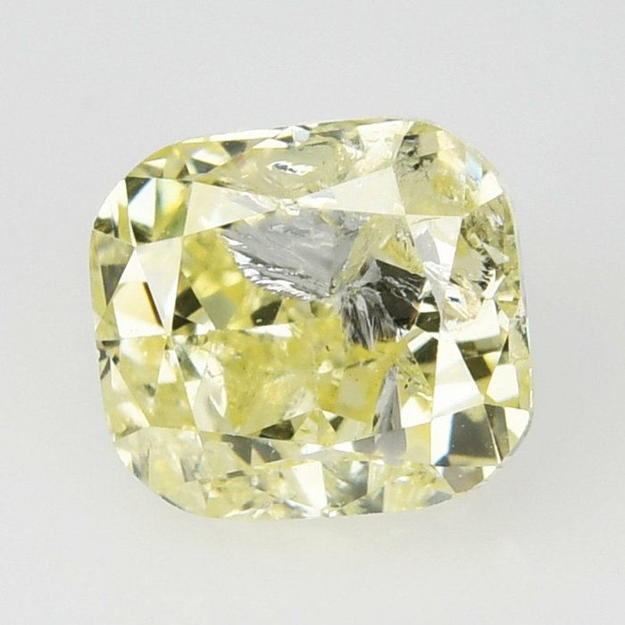 Diamond - 1.22 ct - Cushion - Fancy Yellow - I2 - Catawiki