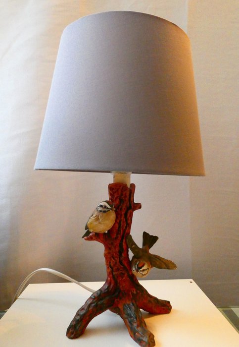 Goebel - Lampada da tavolo con uccelli - 42 cm - Tmk5 (1) - Porcellana biscuit