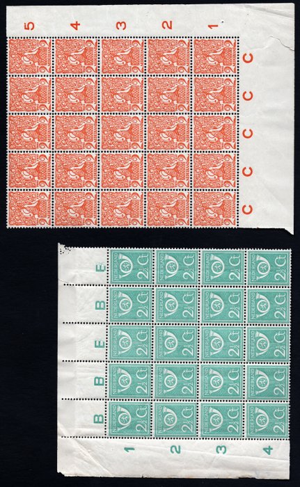 Paesi Bassi 1921/1923 - Selection of sheet parts - NVPH 106 + 110 t/m 112