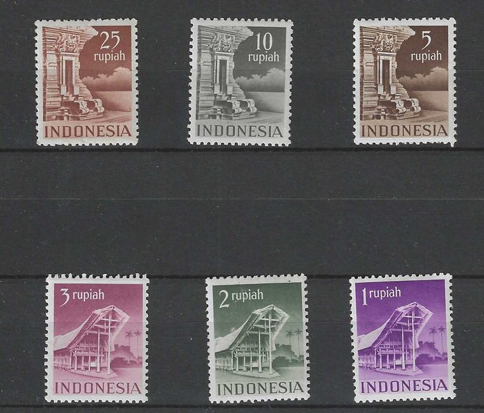 Indonesia 1949 - Buildings - NVPH 384/388