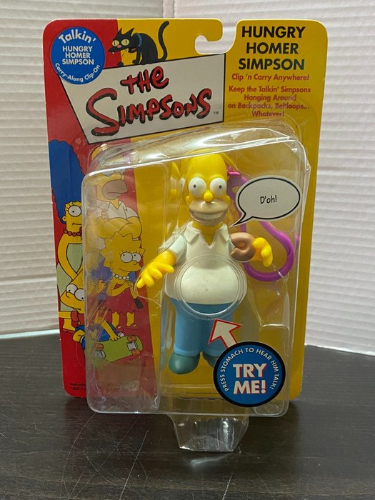 The Simpsons - Talkin’ Hungry Homer Simpson - Clip 'n Carry, toy figure (2000), sealed new