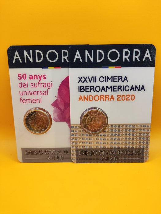 Andorre. 2 Euro 2020 "Cimera Iberoamericana" + "Sufragi Femeni" (2 coincards)