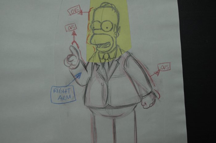 The Simpsons - Original drawing of Homer Simpson, with 'put on model' & 'rough' stamps, very rare!