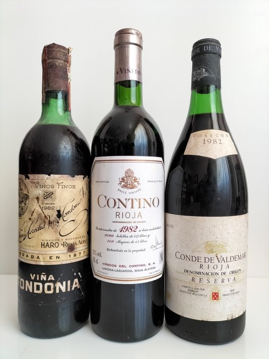 1982 Viña Tondonia; Contino & Conde de Valdemar - La Rioja Reserva - 3 Bottiglie (0,75 L)