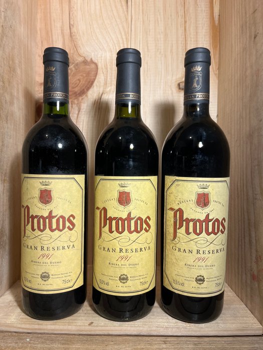 1991 Bodegas Protos - Ribera del Duero Gran Reserva - 3 Bottiglie (0,75 L)
