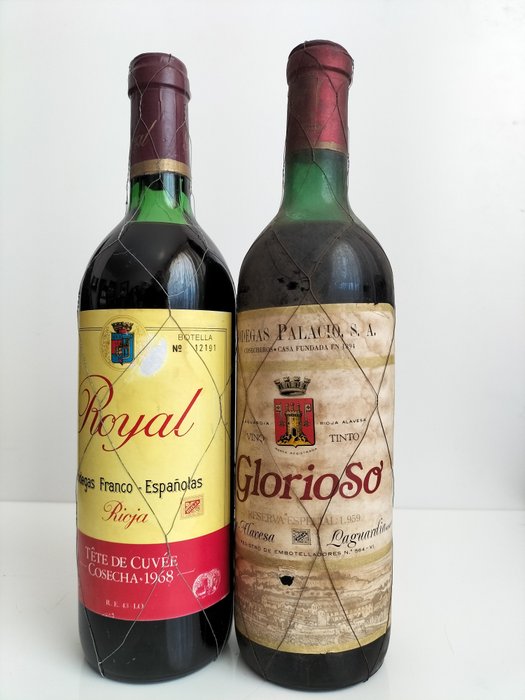 1959 Bodegas Palacio, Glorioso, Reserva Especial & 1968 Bodegas Franco-Espanolas, Royal 'Tête de Cuvée' - La Rioja - 2 Bottiglie (0,75 L)