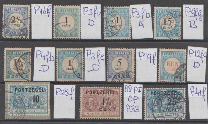 Paesi Bassi 1881/1907 - Postage due stamps with plate errors