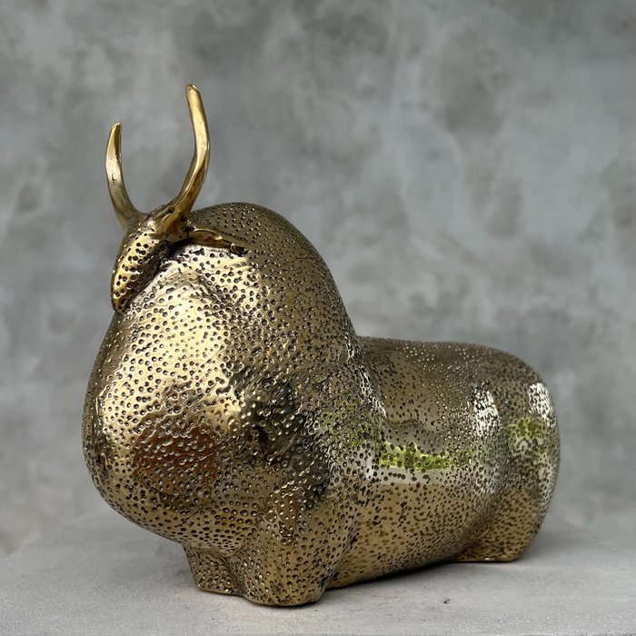 雕塑, NO RESERVE PRICE - Abstract Sculpture of an American Bison - 17 cm - 黄铜色