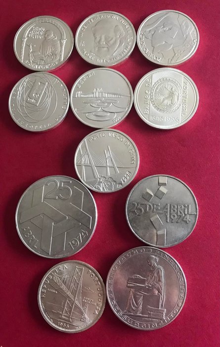 Portugal. Republic. 500 + 250 +100 + 20 Escudos 1953/2001 (11 moedas)