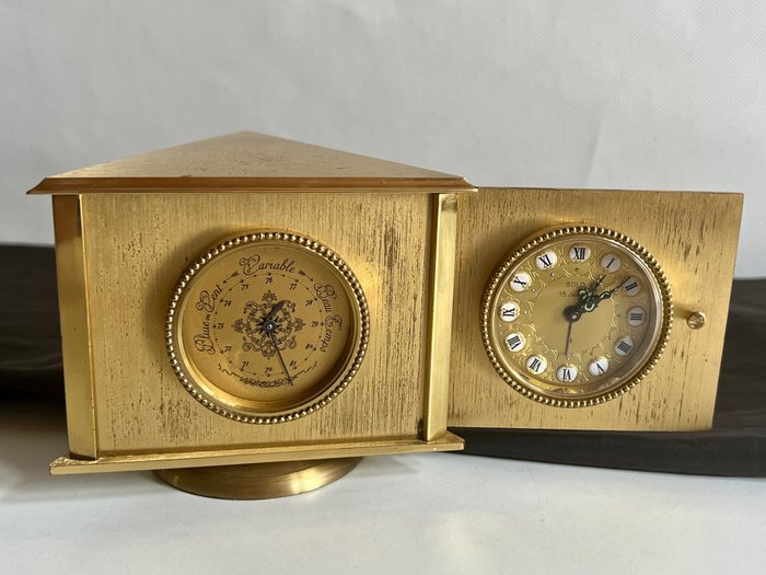 Compendio di orologio e borometro - SOLO, 15 Jewels - Hollywood regency - Ottone - Seconda metà del 20° secolo