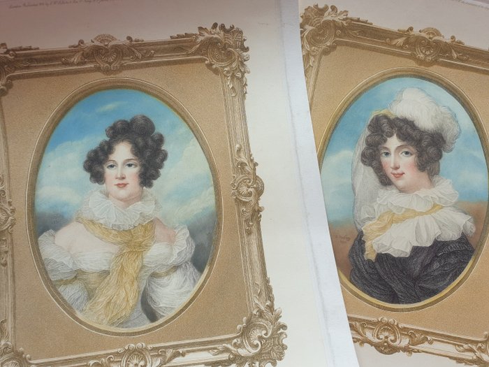 After Jean Baptiste Isabey (1767-1855) - Two portraits of Ladies of the Third Empire