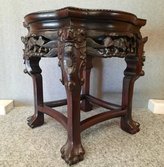 Antique Chinese Hardwood Foot Stool or Very Low Table