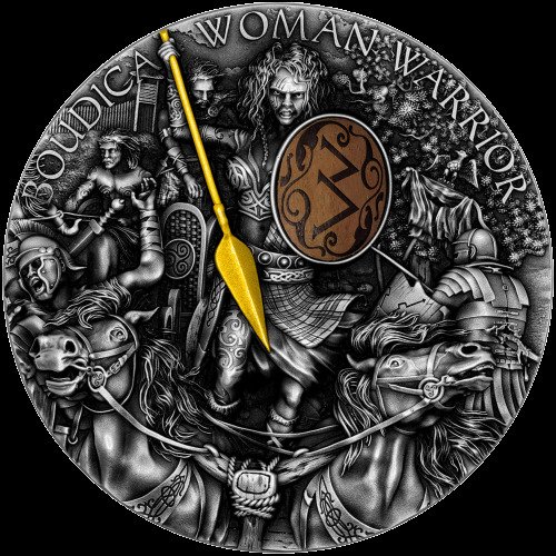 纽埃. 5 Dollars 2022 Woman Warrior - Boudica, 2 Oz (.999)
