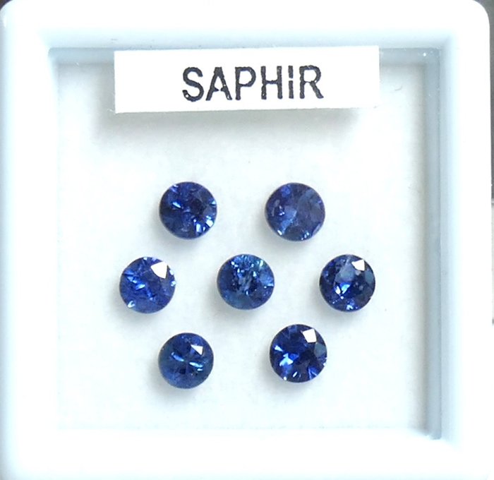 7 pcs  Navy blue sapphire - no reserve price - 1.53 ct