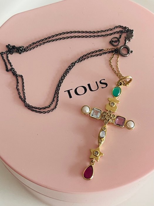 Tous - 18 kt. Silver, Yellow gold - Pendant - 0.14 ct Diamond - Green  agate, pearl, topaz, amethyst, moonstone and ruby - Catawiki