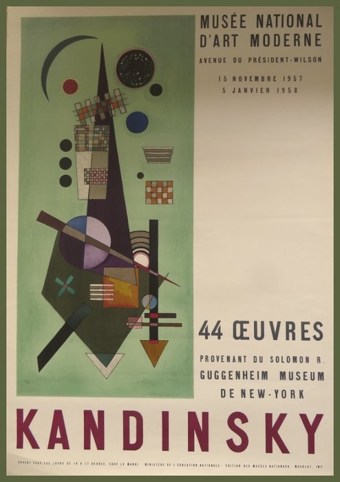 after Wassily Kandinsky - Affiche lithographique originale d'exposition - Musée d'Art Moderne - Paris - 1957 - Imp. Mourlot