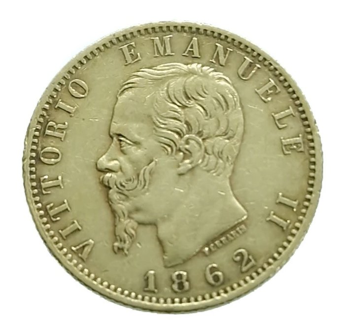 Italia. Viktor Emmanuel II av Italia (1861-1878). 20 Lire 1862 Vittorio Emanuele II
