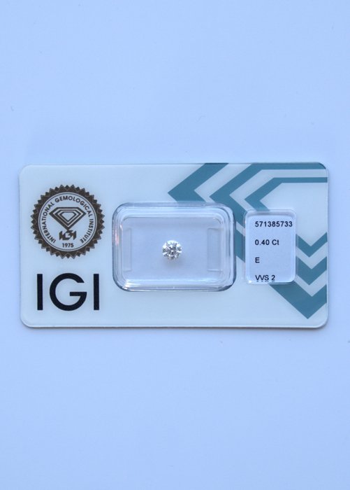 1 pcs Diamant  (Natuurlijk)  - 0.40 ct - Rond - E - VVS2 - International Gemological Institute (IGI) - *3EX*
